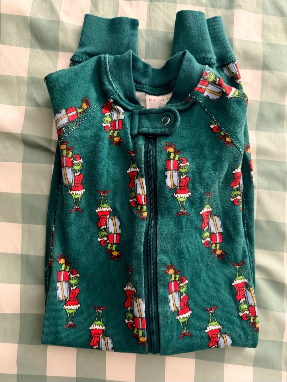 Toddler Grinch Print Zip-Up Pajama Sleeper 18-24 months EUC